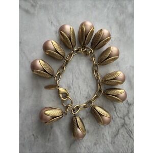 Vintage Lenora Dame Bead Cap Pearls Charm Bracelet